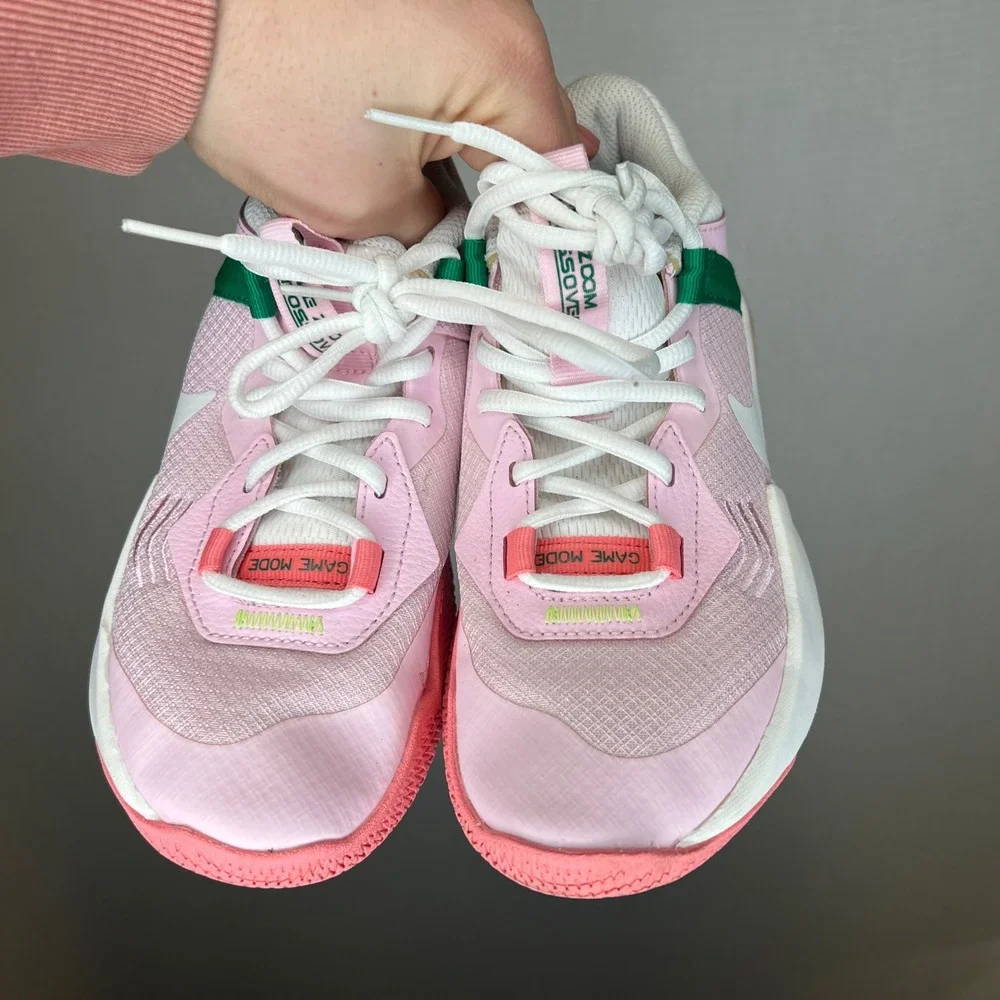 Nike Air Zoom‎ Crossover GS Pink Green White Basketball Shoes Kids 3.5Y